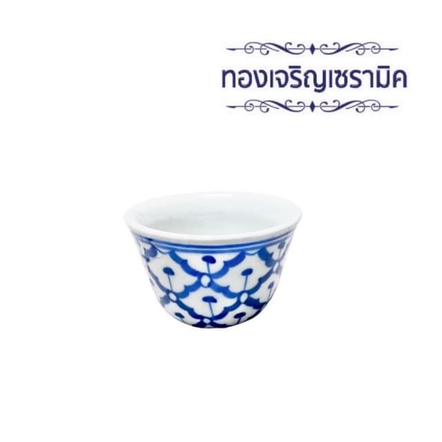 ถ้วยน้ำชา ถ้วยน้ำชาเซรามิคลายสับปะรด ลายคราม ขนาด เล็ก กลาง 