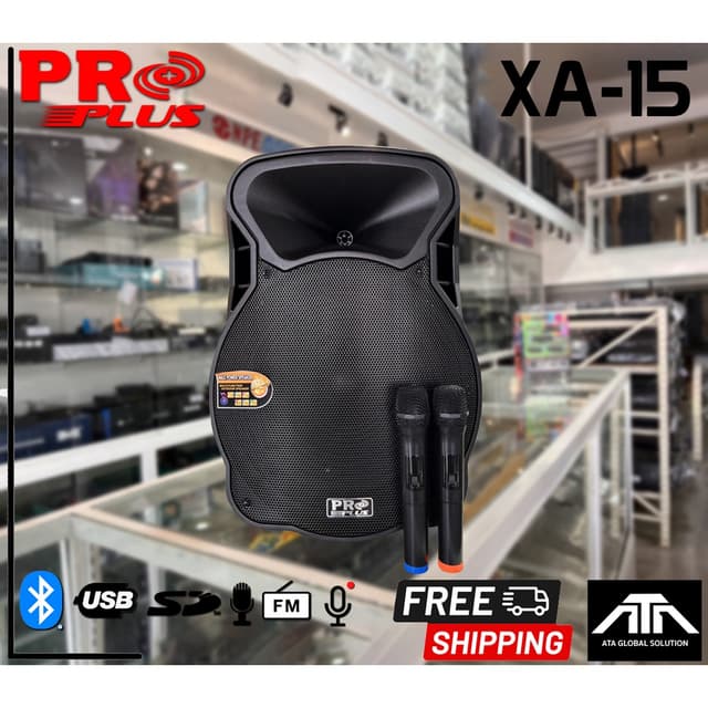 ตู้ลำโพง PROPLUS XA-15 ลำโพงล้อลาก ไมค์ลอย2ตัว PRO PLUS XA15