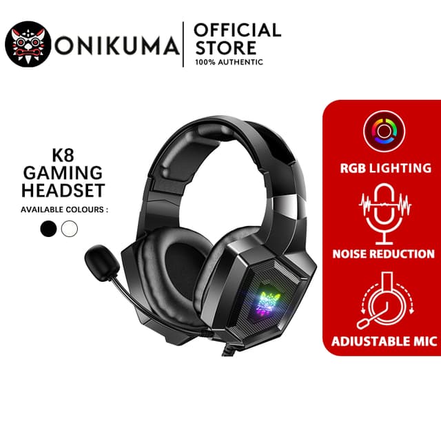 ONIKUMA K8 RGB หูฟังตัดเสียงรบกวน Super Bass ชุดหูฟังสำหรับเ