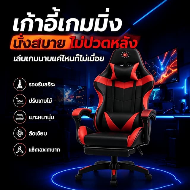 COD GamingChair เก้าอี้เกมมิ่ง Ergonomic ปรับความสูงได้ Recl