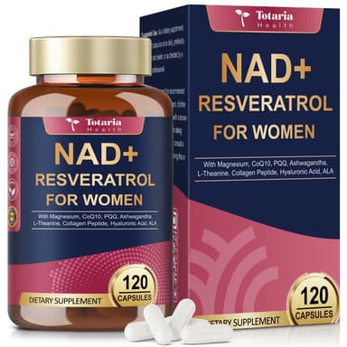 Totaria NAD+ Resveratrol สําหรับผู้หญิง - คอลลาเจน, CoQ10, PQQ Boost NAD+ ระดับ Nad Plus อาหารเสริมสําหรับ Anti Aging Energy Immune Focus