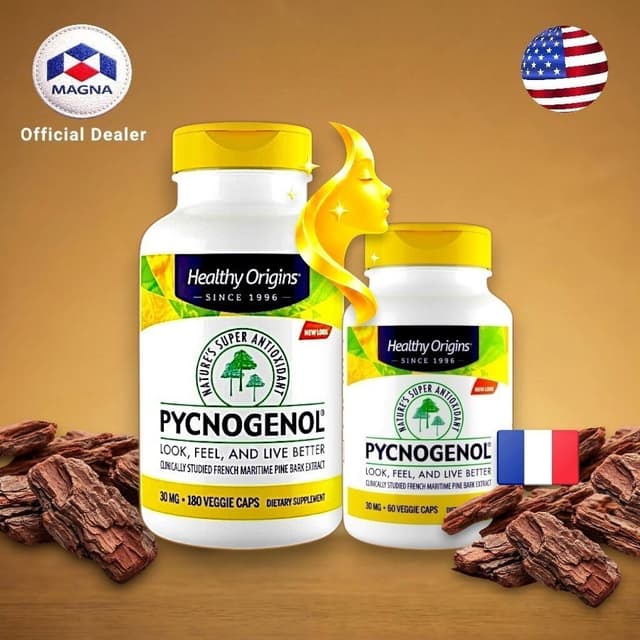 ของแท้ 100%  Healthy Origins Pycnogenol 100mg 120 Veg Capsul