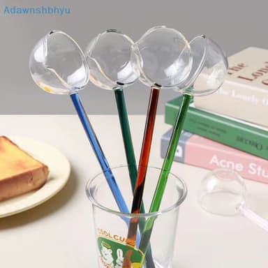 Adhyu ช้อนแก้วบอโรซิลิเกต ด้ามจับยาว ทนความร้อน สีโปร่งใส พร้อมช้อนตักของหวาน สําหรับห้องครัว บาร์ ปาร์ตี้ TH
