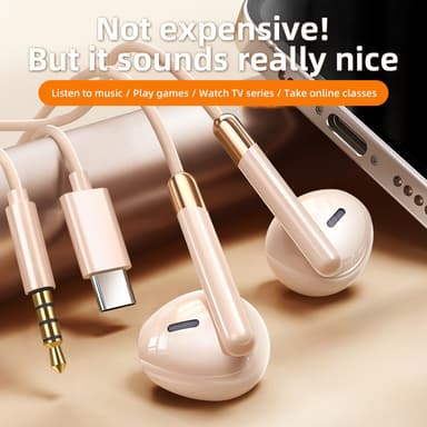 Vyvylabs ใหม่ 3.5 มม./Type-C หูฟังตัดเสียงรบกวนหูฟังแบบมีสายเบส Hifi หูฟังแบบมีสายสเตอริโอไมโครโฟนพร้อมสายไฟ