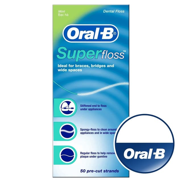Oral-B Super floss 50 pre cut stands ออรัล-บี ไหมขัดฟัน ซูเป