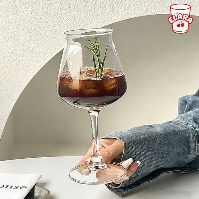 แก้วค็อกเทลทรงดอกทิวลิป 400ml | แก้วไวน์สไตล์มินิมอล แก้วกาแ