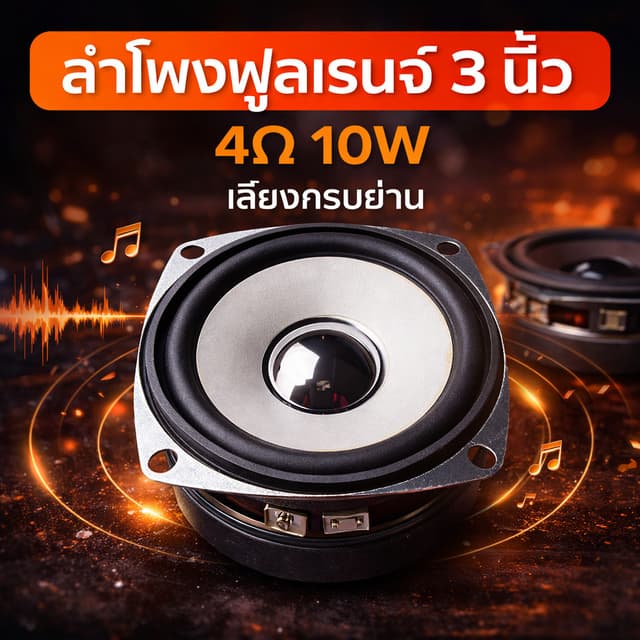 ดอกลำโพงฟูลเรนจ์ 3 นิ้ว 4Ω 10W สำหรับชุดลำโพง 2.1 ลำโพงคอมพิ