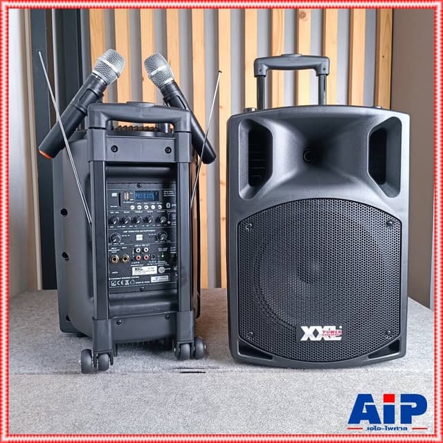 XXL SL 10V ตู้ลำโพงมีขยาย ไมค์ลอย2ตัว บูลทูธ ชาร์จแบตได้ SL1