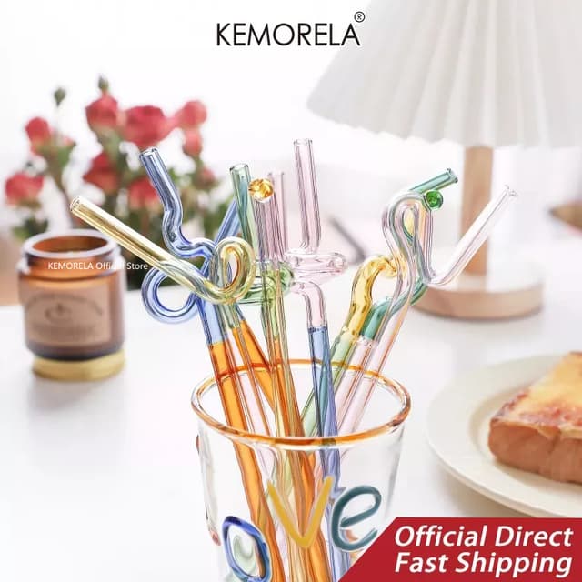 KEMORELA หลอดแก้วบอโรซิลิเกต ทนความร้อนสูง สำหรับเครื่องดื่ม