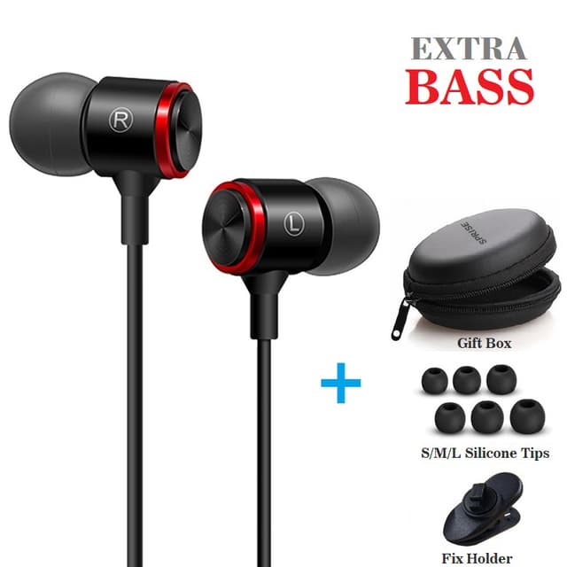 SPRISE Extra Bass หูฟังสเตอริโอโลหะพร้อมหูฟังกรณีเสียงรบกวน 