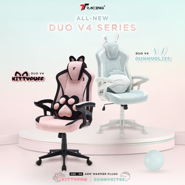 TTRacing เก้าอี้เกมมิ่ง เก้าอี้คอม Duo V4 KittyPuff BunnyBli