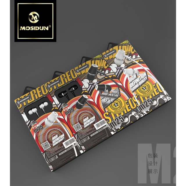 Mosidun M25 3.5MM ไมโครโฟนในตัวหูฟังตัดเสียงรบกวนหูฟังควบคุม