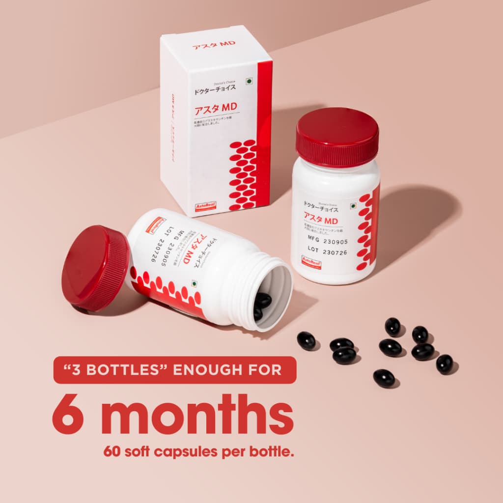 ASTAMD Astaxanthin แอสตาแซนธิน ซอฟต์เจล Softgel [SET 3 ขวดราคาพิเศษ] Asta M.D. นำเข้าจากญี่ปุ่น 1 ขวด 60 เม็ด สูตรงานวิจัย Original AstaREAL สาหร่ายสีแดง สาหร่ายฮีมาโตค็อกคัส พลูวิเอลิส https://lnwchill.com