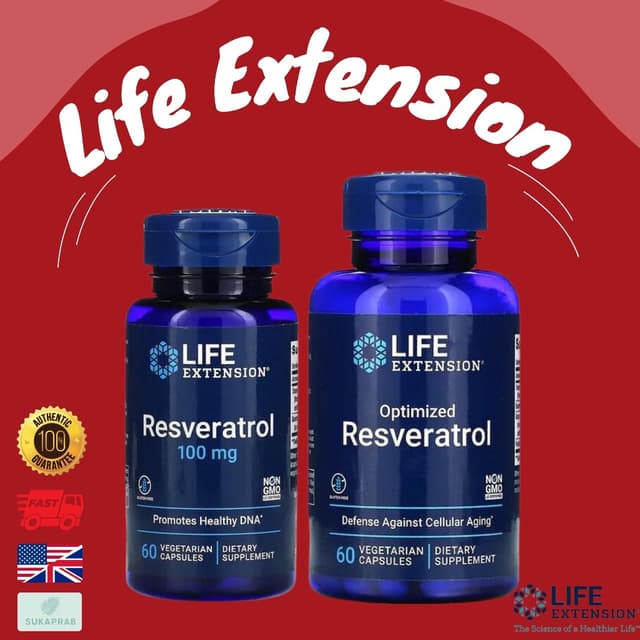 พร้อมส่ง Life Extension Optimized Resveratrol 60 Vegetarian 