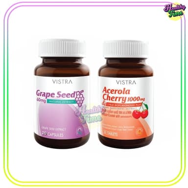 (Set) VISTRA Grape Seed Extract 60 mg. (20cap)+Vistra Acerola Cherry 1,000 mg (20cap)