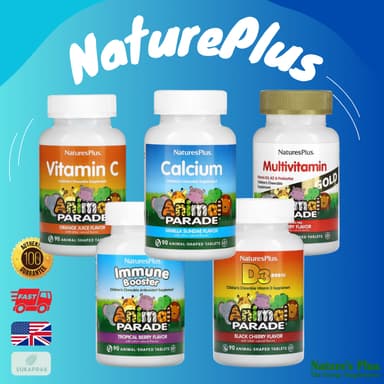 NaturesPlus Animal Parade Kids Immune Booster Berry Calcium Vitamin C Vitamin D3 Multivitamin
