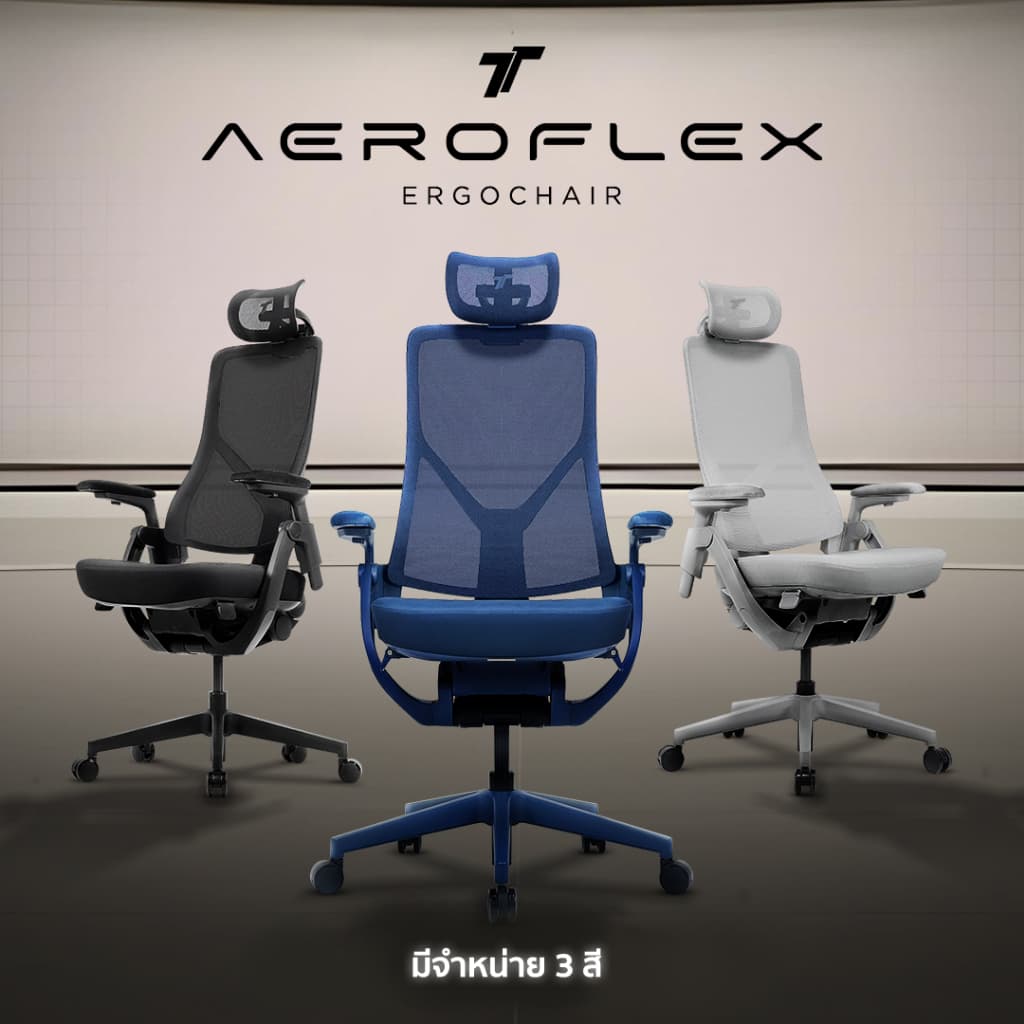 TTRacing TT AEROFLEX Ergochair GravitySync Support เก้าอี้คอม ปรับเอนได้ 110 - 140 องศา ที่วางแขน 3D https://lnwchill.com