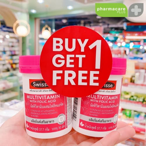 ✨แพ็คคู่ 💯SWISSE Ultivite Multivitamin With Folic Acid 30 T