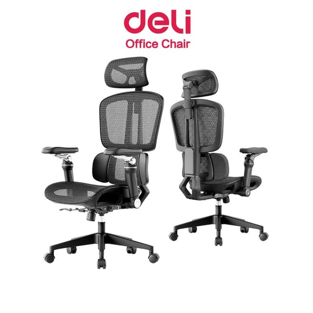Deli เก้าอี้สำนักงาน เก้าอี้เพื่อสุขภาพ ที่วางแขนปรับได้รอบท
