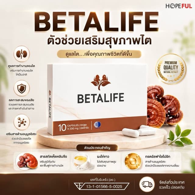 Beta Life เบต้าไลฟ์ เสริมสุขภาพไตสมดุล เห็ดหลินจือแดง(1กล่อง