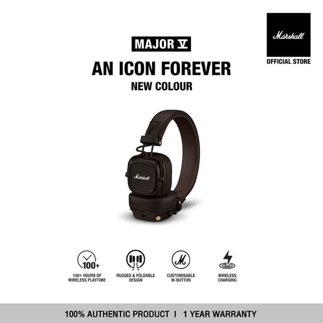 [NEW COLOUR] MARSHALL Major V bluetooth Brown - รับประกัน 1 
