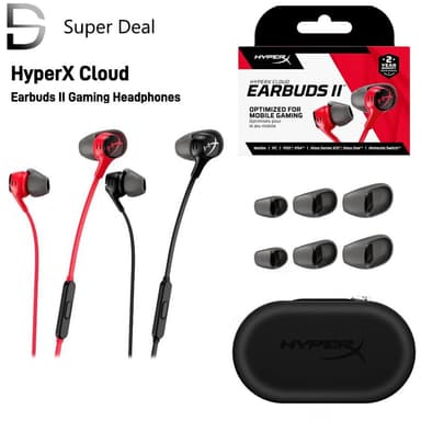 HyperX Cloud Earbuds II Gaming Headphones หูฟังเอียร์บัด หูฟังมีสาย การเชื่อมต่อแบบ AUX 3.5 มม สําหรับโทรศัพท์ PS4 PS5
