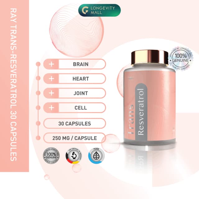 RAY (Reverse Aging Youth)  Pure Trans - Resveratrol 30 Capsu