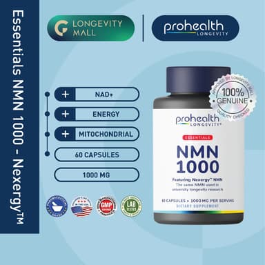 ProHealth Essentials Nexergy™ NMN 1000 mg, 60 capsules อาหารเสริม