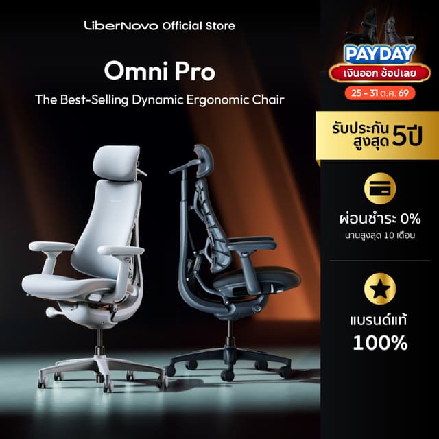 LiberNovo Omni Pro เก้าอี้เพื่อสุขภาพไดนามิก ระบบนวดอัตโนมัต