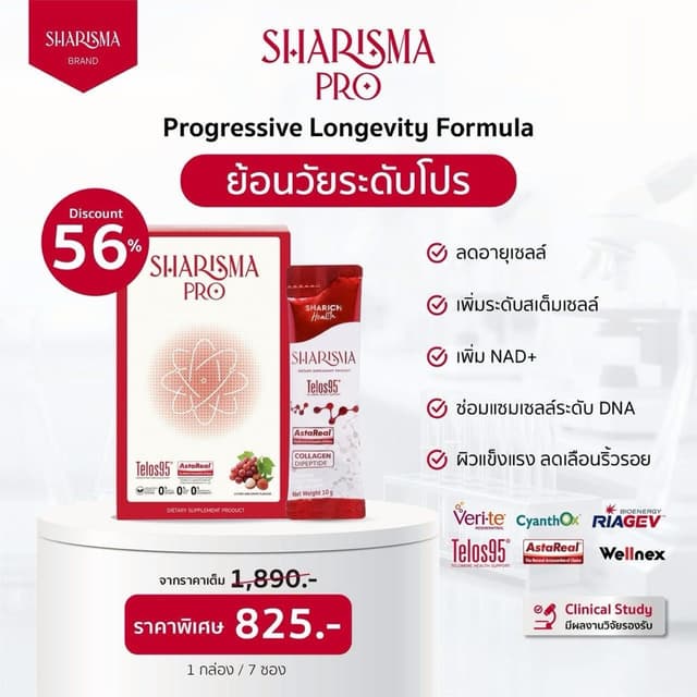 Sharisma Pro ชาริชม่า โปร สิทธิบัตรจาก USA  ใช้ Cyanthox™ Te