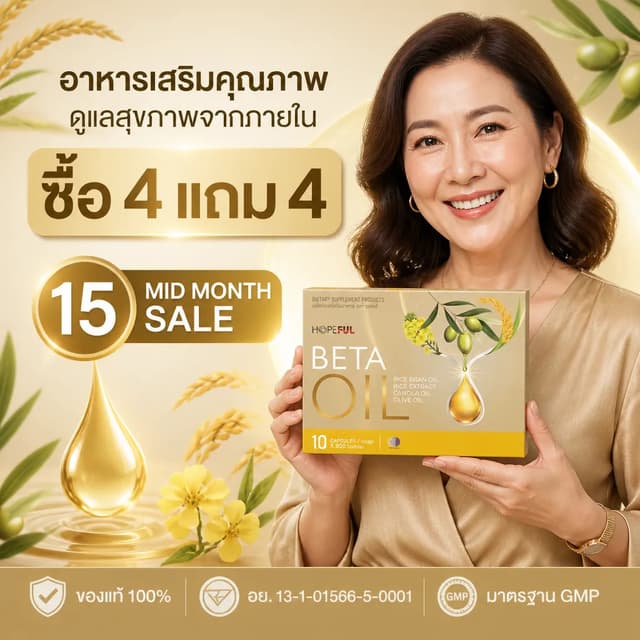 ⚡โปรโมชั่นกลางเดือน! ซื้อ4แถม4 BETA OIL 10 แคปซูล ลดไขมันในเ