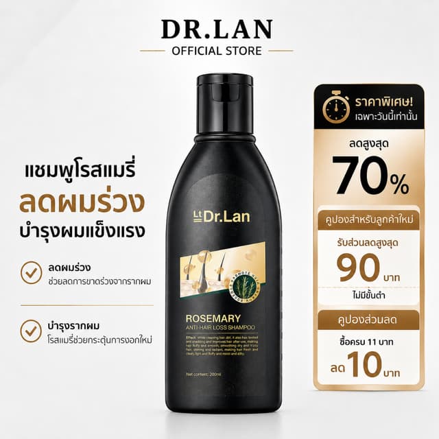 Dr.Lan แชมพูโรสแมรี่ แชมพูลดผมร่วง ยาสระผมลดผมร่วง บำรุงรากผ