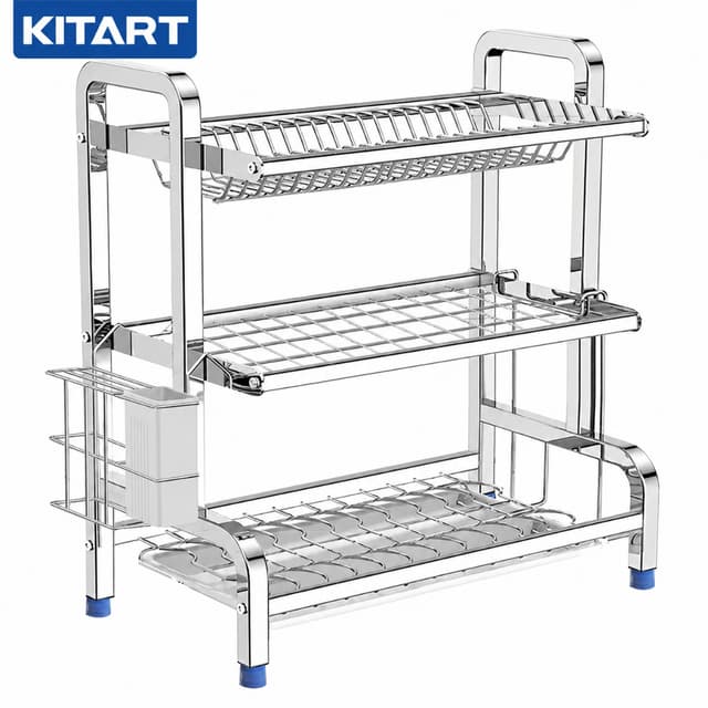 KITART ชั้นวางจาน 3/2 ชั้น สแตนเลส 304 ที่คว่ำจาน พร้อมที่ใส