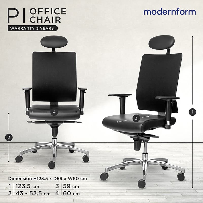 Modernform เก้าอี้สำนักงาน เก้าอี้ทำงาน รุ่น PI เก้าอี้สีดำ พนักพิงสูง สีดำ นั่งสบายด้วยระบบโยกซิงโครไนซ์ เก้าอี้ทำงานเพื่อสุขภาพ Ergonomic ระบายอากาศดีเยี่ยม เกรดพรีเมี่ยม https://lnwchill.com