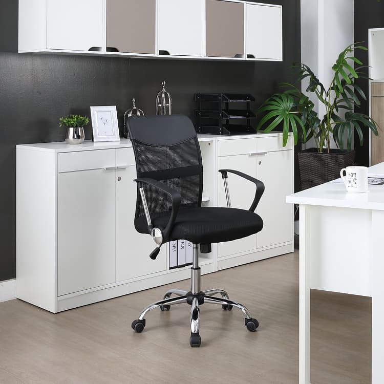 INDEX LIVING MALL เก้าอี้สำนักงาน เก้าอี้ทำงาน พนักพิงกลาง รุ่นสเปซแมน - สีดำ เก้าอี้สีดำ ระบายอากาศดีเยี่ยม ที่นั่งบุฟองน้ำหุ้มผ้าตาข่าย Mesh https://lnwchill.com