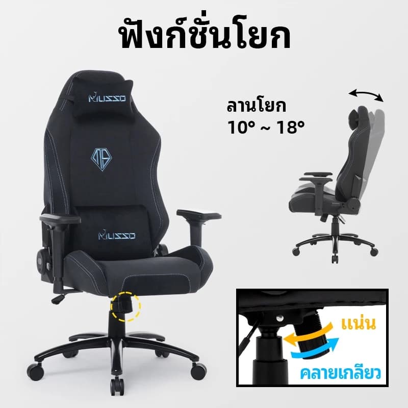 MUSSO รุ่น SpongeBob Series เก้าอี้สีเทา เก้าอี้เกมมิ่งผ้า/พรีเมี่ยมหนัง PU เมมโมรี่โฟม ที่วางแขน 4D พนักพิงสูง เก้าอี้คอมพิวเตอร์สำหรับเล่นเกมแบบตามหลักสรีรศาสตร https://lnwchill.com