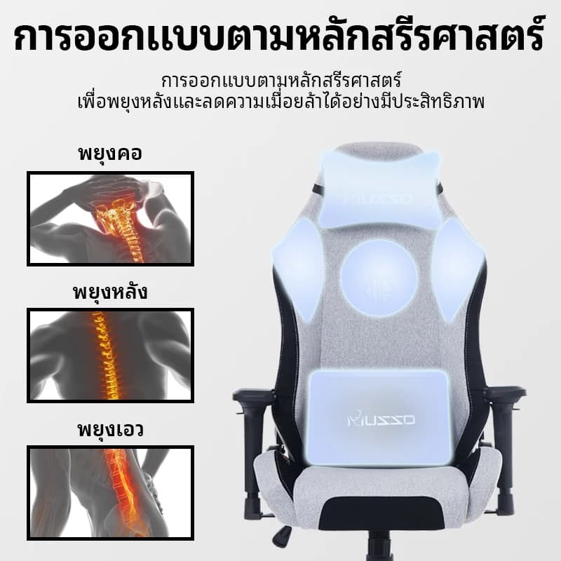 MUSSO รุ่น SpongeBob Series เก้าอี้สีเทา เก้าอี้เกมมิ่งผ้า/พรีเมี่ยมหนัง PU เมมโมรี่โฟม ที่วางแขน 4D พนักพิงสูง เก้าอี้คอมพิวเตอร์สำหรับเล่นเกมแบบตามหลักสรีรศาสตร https://lnwchill.com