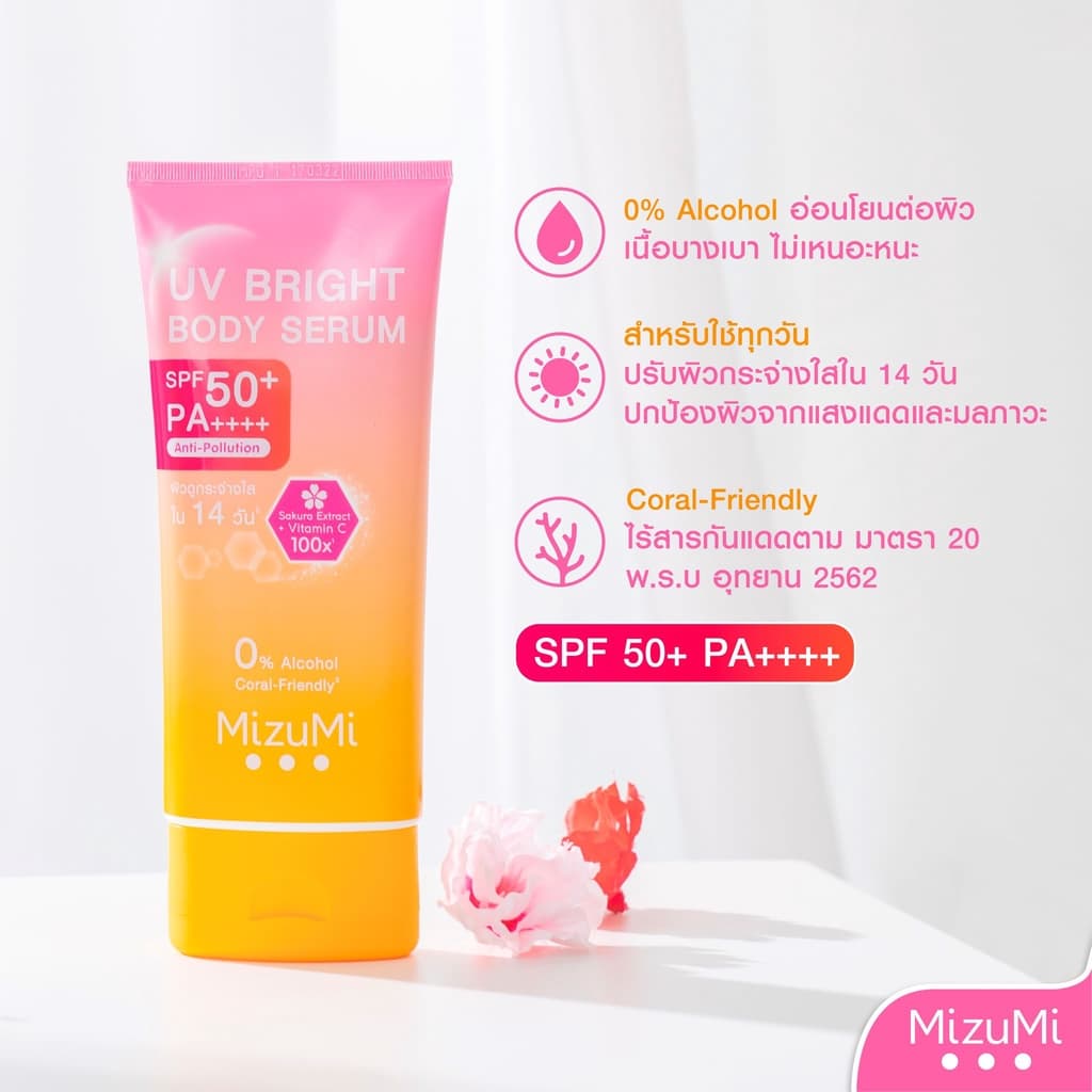 MizuMi [แพ็คคู่] UV Bright Body Serum (180 ml) เซรั่มกันแดดทาผิวกาย เบาสบายผิว หอมละมุน https://lnwchill.com