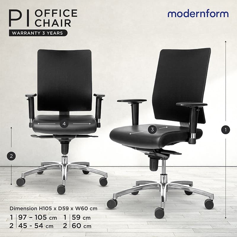 Modernform เก้าอี้สำนักงาน เก้าอี้ผู้บริหาร รุ่น PI สีดำ เก้าอี้สีดำ พนักพิงกลาง เก้าอี้ทำงานเพื่อสุขภาพ Ergonomic ระบายอากาศดีเยี่ยม เกรดพรีเมี่ยม https://lnwchill.com