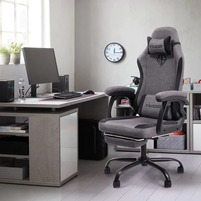 MUSSO รุ่น Navigator Series Model 2 เก้าอี้เกมมิ่งผ้า พร้อมทั้งพนักพิงศีรษะและเอว ไม่มีที่พักเท้า ราคาดีเก้าอี้สีดำ เก้าอี้สีเทา เก้าอี้พนักพิงสูง เก้าอี้เบาะ นุ่ม Gaming Chair https://lnwchill.com