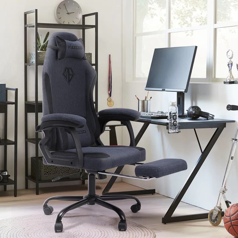 MUSSO รุ่น Navigator Series Model 2 เก้าอี้เกมมิ่งผ้า พร้อมทั้งพนักพิงศีรษะและเอว ไม่มีที่พักเท้า ราคาดีเก้าอี้สีดำ เก้าอี้สีเทา เก้าอี้พนักพิงสูง เก้าอี้เบาะ นุ่ม Gaming Chair https://lnwchill.com