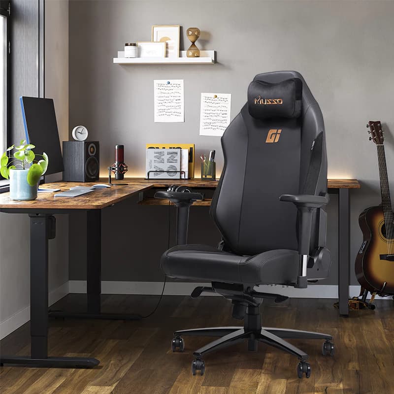 MUSSO รุ่น GIANT XL เก้าอี้สีดำ เก้าอี้สีเทา เก้าอี้เกมมิ่ง 4D ที่พักแขน ปรับได้ เมมโมรี่โฟม พนักพิงศีรษะ และหมอนรองเอว เก้าอี้สํานักงาน เก้าอี้เบาะผ้า https://lnwchill.com