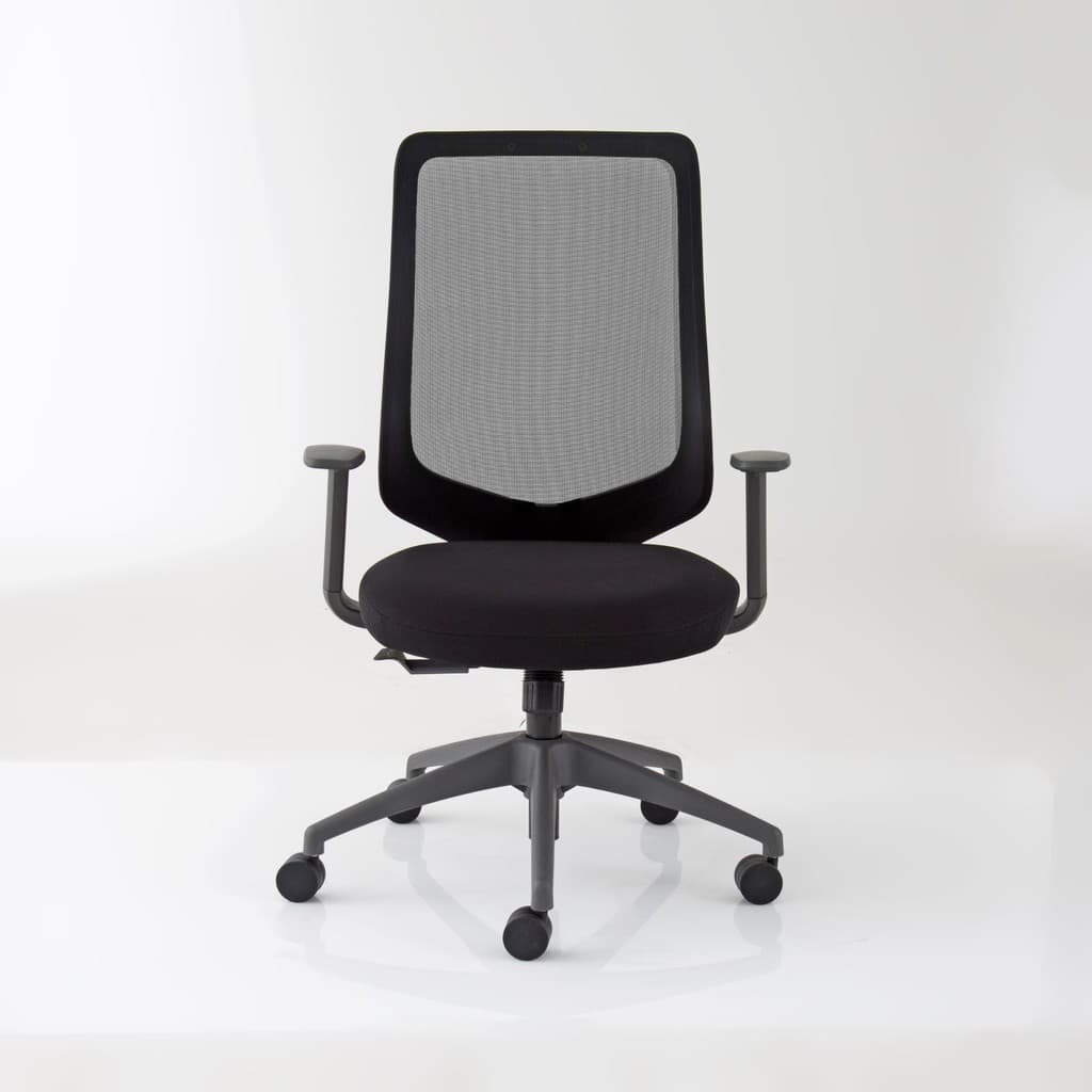 Modernform เก้าอี้สำนักงาน รุ่น Series16 Value เก้าอี้สีดำ พนักพิงกลาง เฟรมเทา ไม่มีLUMBAR เบาะหุ้มผ้าสีดำ ตาข่ายสีดำ ระบายอากาศดีเยี่ยม https://lnwchill.com