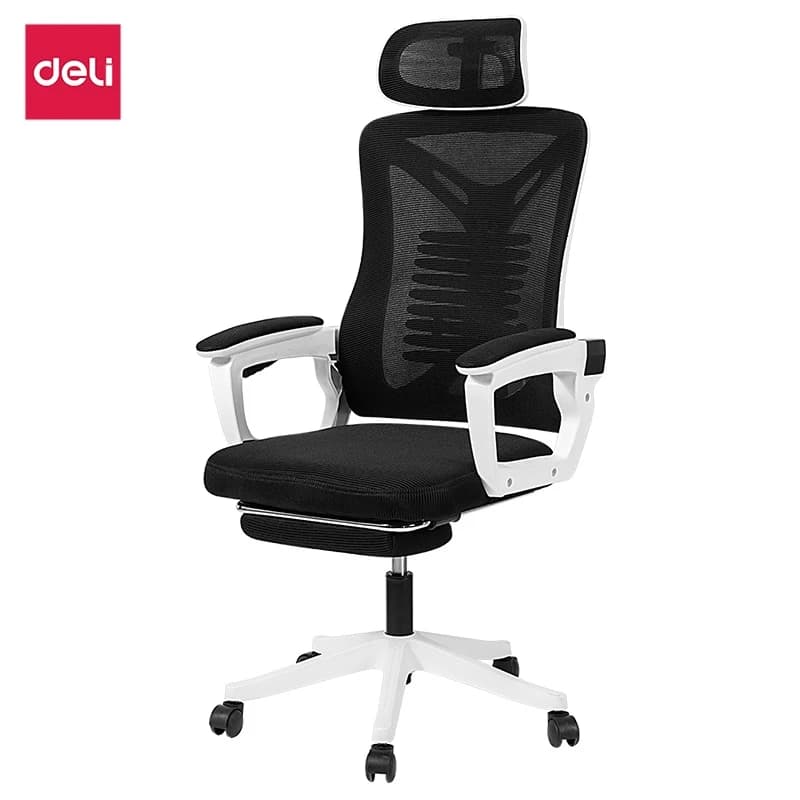 Deli เก้าอี้ทำงานเพื่อสุขภาพ Ergonomic เก้าอี้สีขาว เก้าอี้สีเทา เก้าอี้ทำงาน เก้าอี้สำนักงาน ที่นั่ง ออฟฟิศ มีหมอนรองเอวกระดูกงู ระบายอากาศดีเยี่ยม แป้นเหยียบแบบยืดหดได้ อุปกรณ์สำนักงาน Office Chair https://lnwchill.com