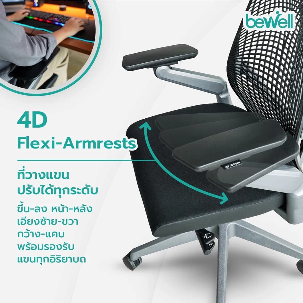 Bewell Ergonomic chair Embrace เก้าอี้ทำงาน เพื่อสุขภาพ ปรับระดับได้ทุกส่วน มีที่รองรับศรีษะ รุ่น Embrace สีดำ https://lnwchill.com
