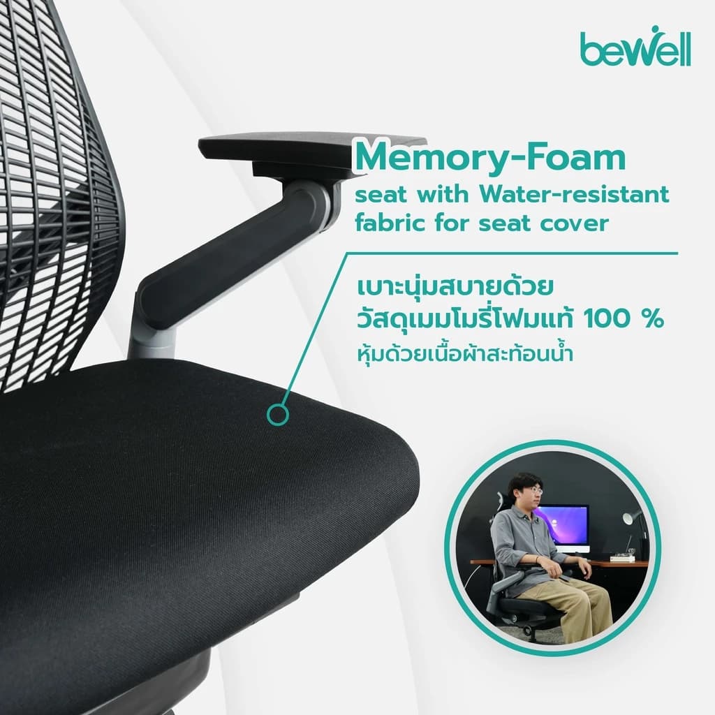 Bewell Ergonomic chair Embrace เก้าอี้ทำงาน เพื่อสุขภาพ ปรับระดับได้ทุกส่วน มีที่รองรับศรีษะ รุ่น Embrace สีดำ https://lnwchill.com