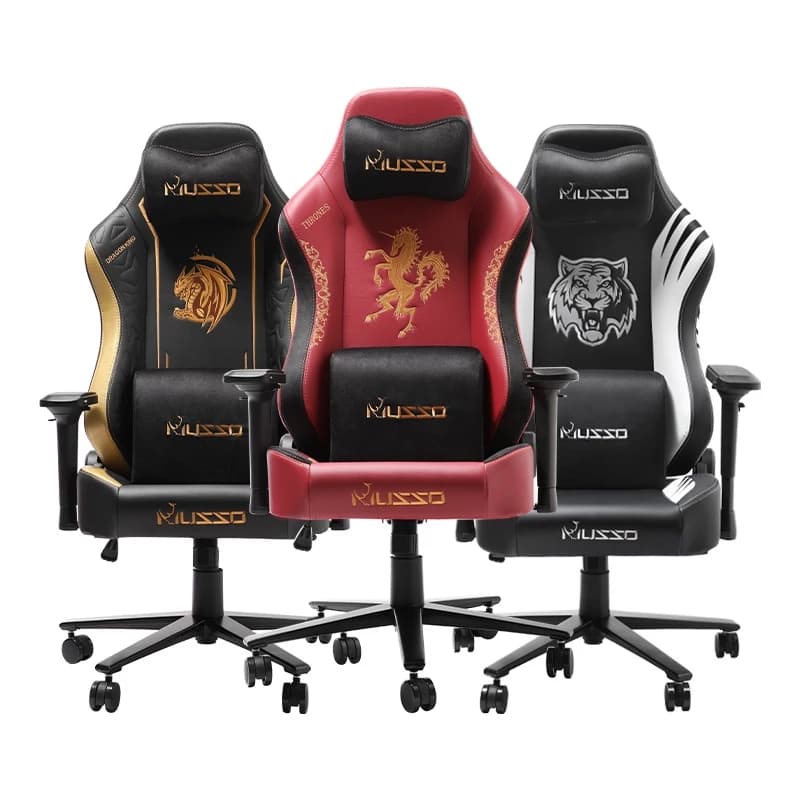MUSSO Glory Series Model Unicorn / Dragon / Tiger เก้าอี้คอม เก้าอี้สีดำ เก้าอี้สีขาว เก้าอี้สีแดง เก้าอี้เกมมิ่ง 4D ที่เท้าแขนปรับระดับได้ หมอนรองศีรษะเมมโมรี่โฟมด้วยแรงดึงดูดแม่เหล็ก https://lnwchill.com