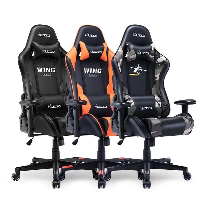 MUSSO Wing Series เก้าอี้เล่นเกม เก้าอี้สีดำ สีชมพู สีขาว สีส้ม เก้าอี้คอมพิวเตอร์ Esports แบบปรับได้ตามหลักสรีรศาสตร์ เก้าอี้สำนักงานผู้บริหารระดับสูงหนัง PU ขนาดใหญ่ https://lnwchill.com
