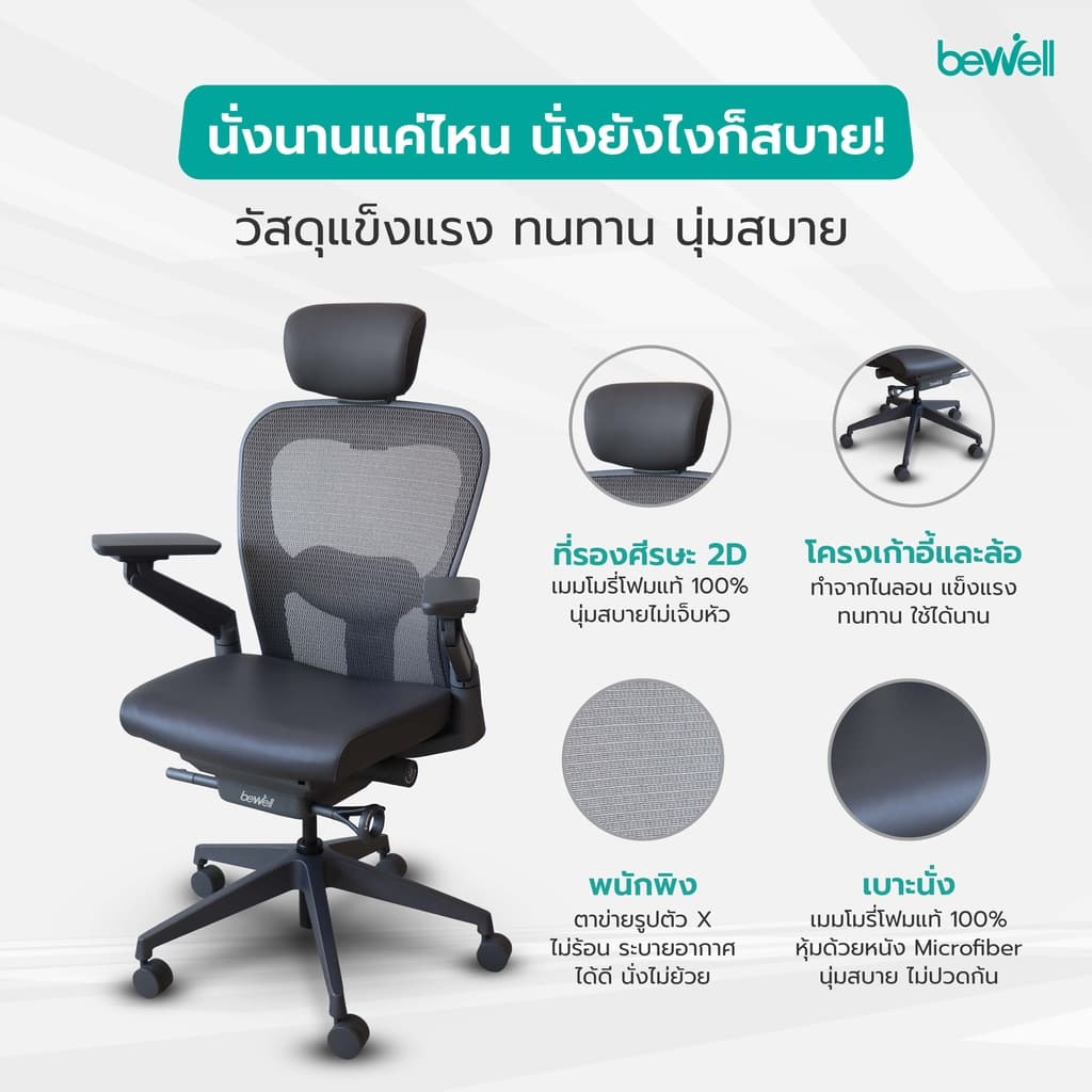 Bewell Enclose เก้าอี้เพื่อสุขภาพ Ergonomic ระบายอากาศ รุ่นพรีเมียม Enclose เก้าอี้สีดำ เก้าอี้ทำงาน เบาะนุ่ม สบาย x2 ซัพพอร์ตหลังล่างได้ดีเยี่ยม https://lnwchill.com