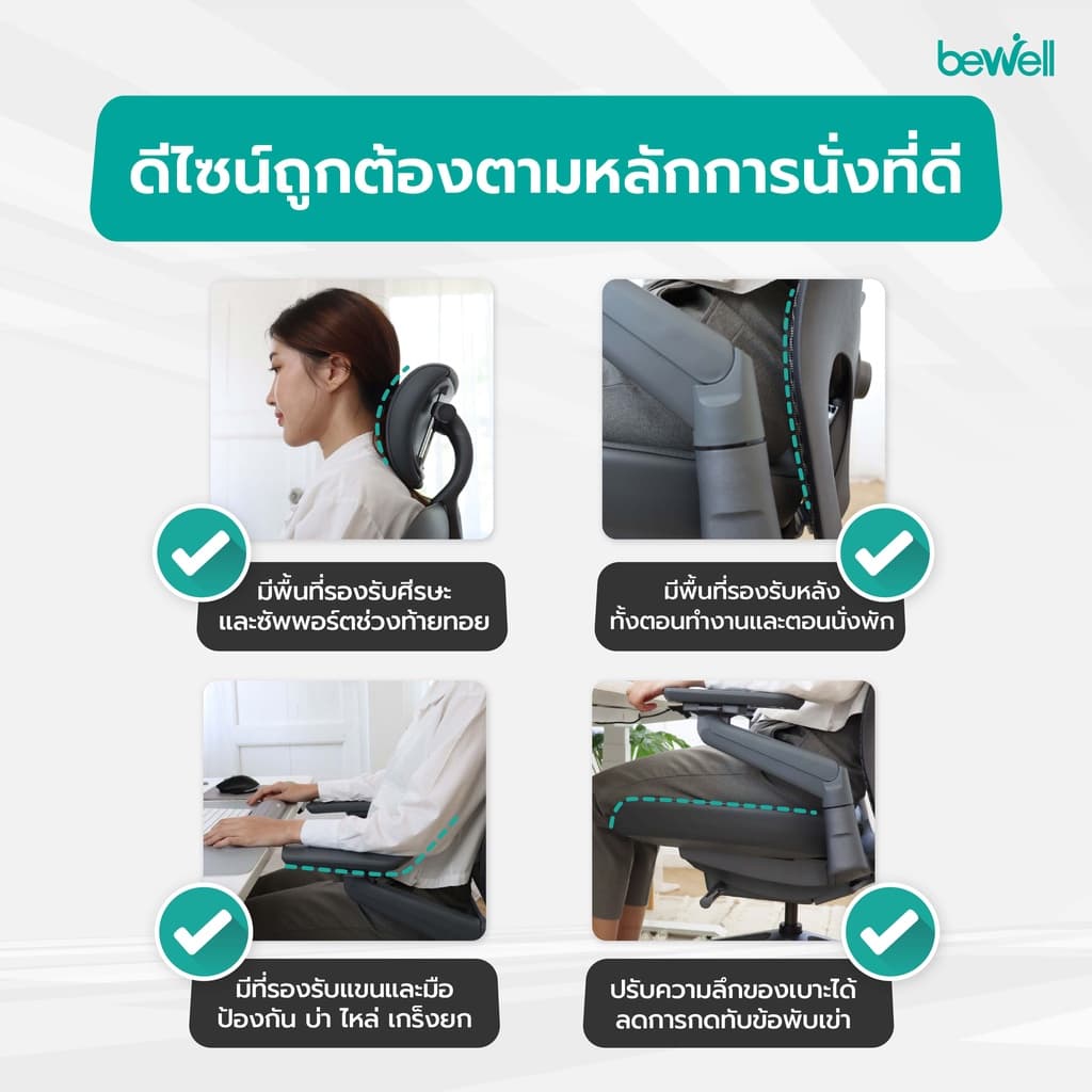 Bewell Enclose เก้าอี้เพื่อสุขภาพ Ergonomic ระบายอากาศ รุ่นพรีเมียม Enclose เก้าอี้สีดำ เก้าอี้ทำงาน เบาะนุ่ม สบาย x2 ซัพพอร์ตหลังล่างได้ดีเยี่ยม https://lnwchill.com